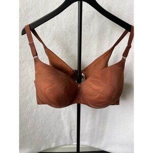 Cacique Terracotta Leaf Jacquard Front‎ Close Full Coverage Bra 48D Brown